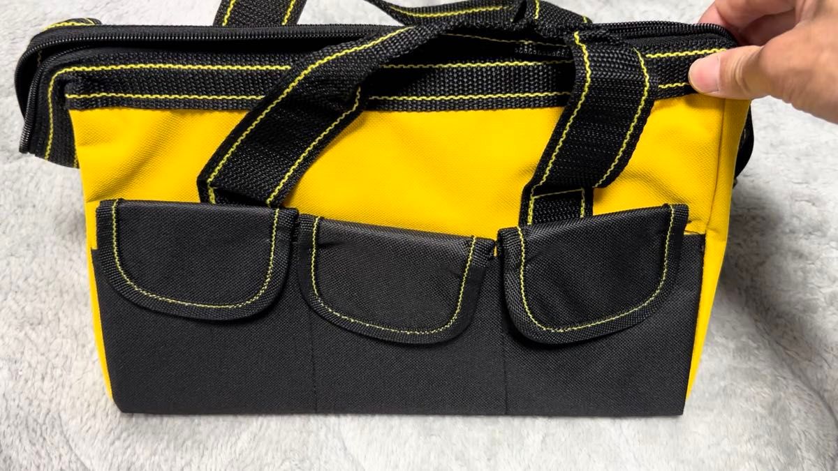 (新品)工具バッグ ロゴ無し黄色 工具箱 収納 アウトドア キャンプ バーベキュー ツールバッグ ツールケース ツールボックス