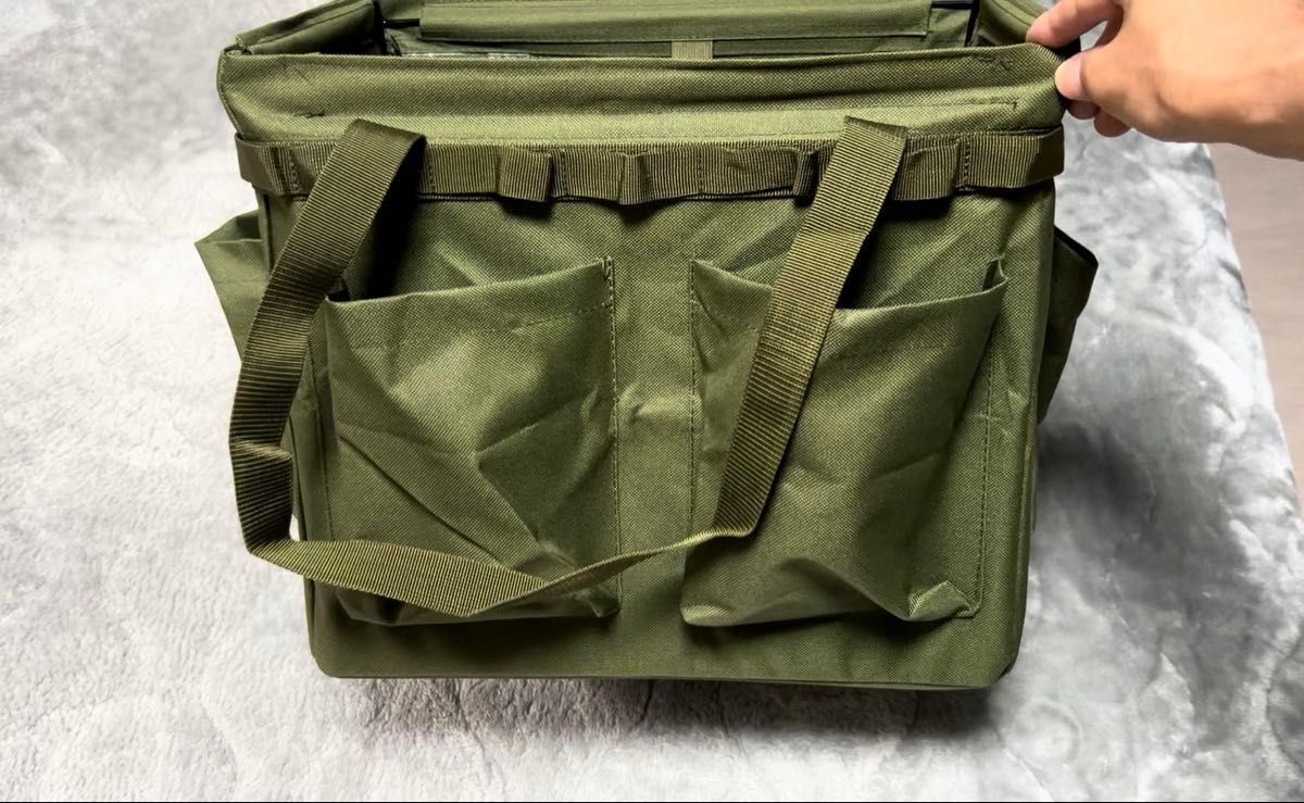 (新品) アウトドア 折りたたみ収納バッグ コンテナ 大容量 コンテナボックス 収納ケース 折り畳み 折畳 アーミーグリーン