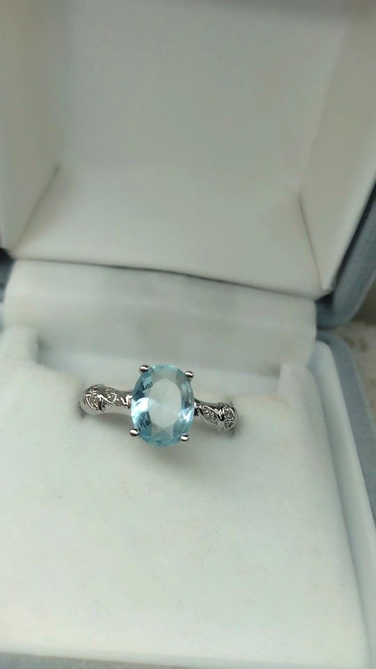 925silver透明感 アクアマリンブルー ジルコニア 12号ポリッシュクロス