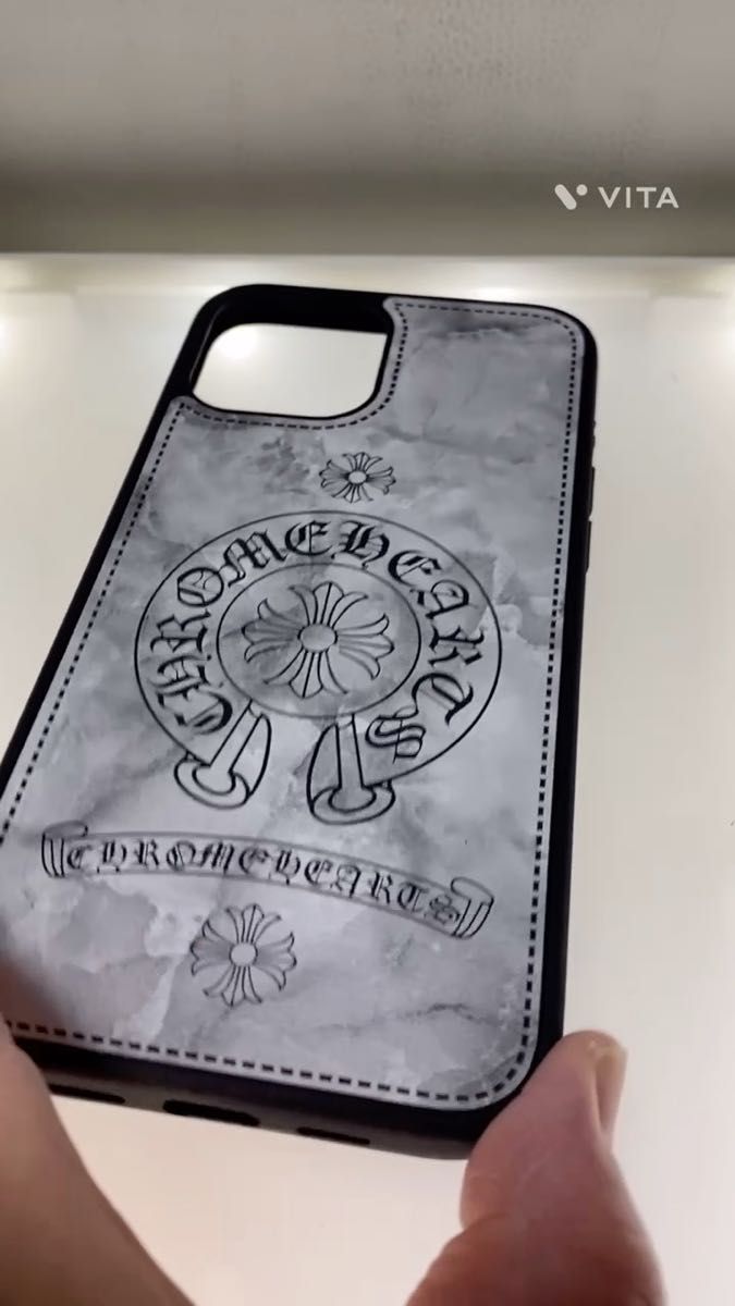 iphone12/12PROスマホケース人気のホースシュー&クロス【マーブル】動画出品!