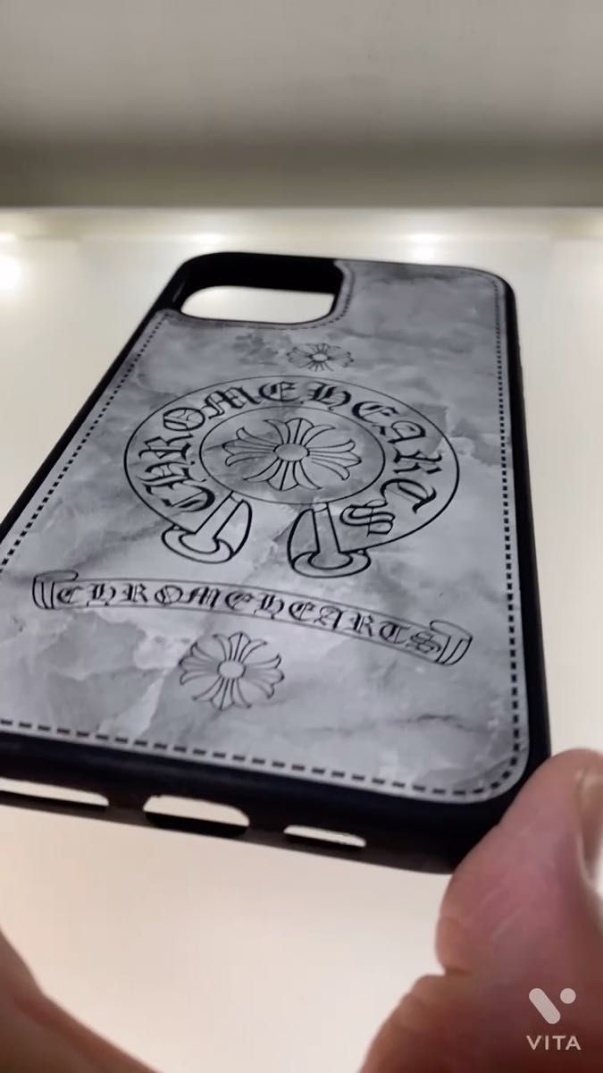 iphone12/12PROスマホケース人気のホースシュー&クロス【マーブル】
