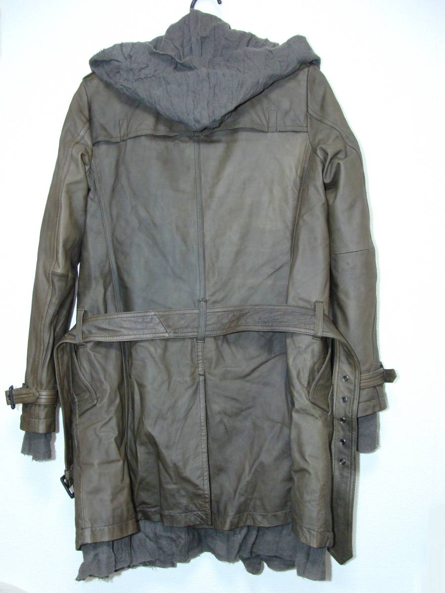 SHELLAC シェラック ◇ レイヤード オイルド レザー 羊 皮 革 シープ スキン ベルト トレンチ コート ジャケット