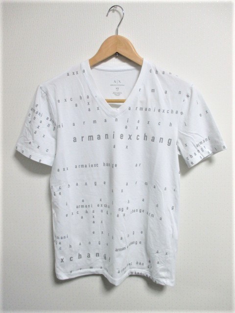 ☆ARMANI EXCHANGE アルマーニ エクスチェンジ 総ロゴ Ｖネック Tシャツ 半袖/メンズ/XS