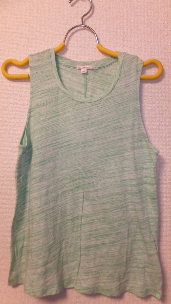 *GAP Ladies* Gap lady's non sleeve tops green plain circle shirt size S width of a garment 41Cm TOPS LADIES USED IN JAPAN
