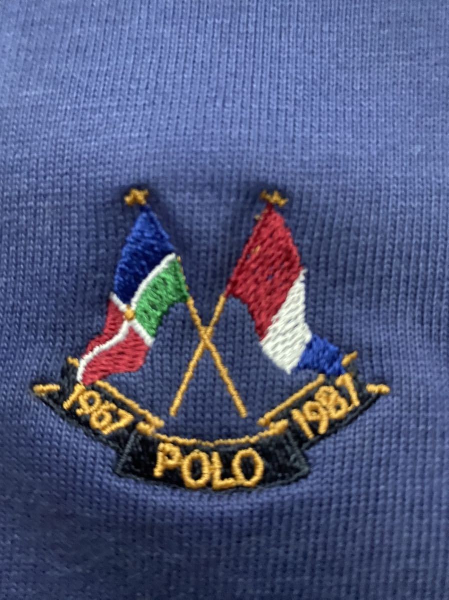  free shipping beautiful goods USA made 1987 POLO Ralph Lauren CrossFlag Cross flag Rugger shirt vintage Vintage SPORT COUNTRY RRL 1992 blue 