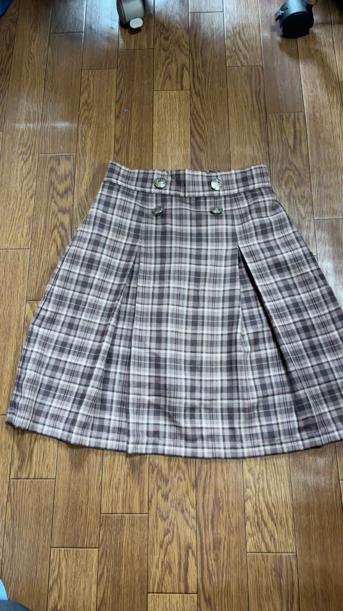 axes femme チェック柄スカート ブラウン