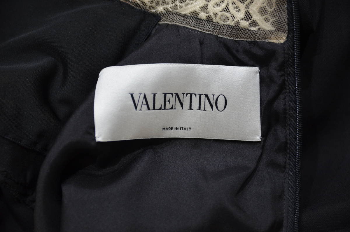 VALENTINO ヴァレンティノ レース 刺繍 切替 ワンピース 40 Y-283911_画像3