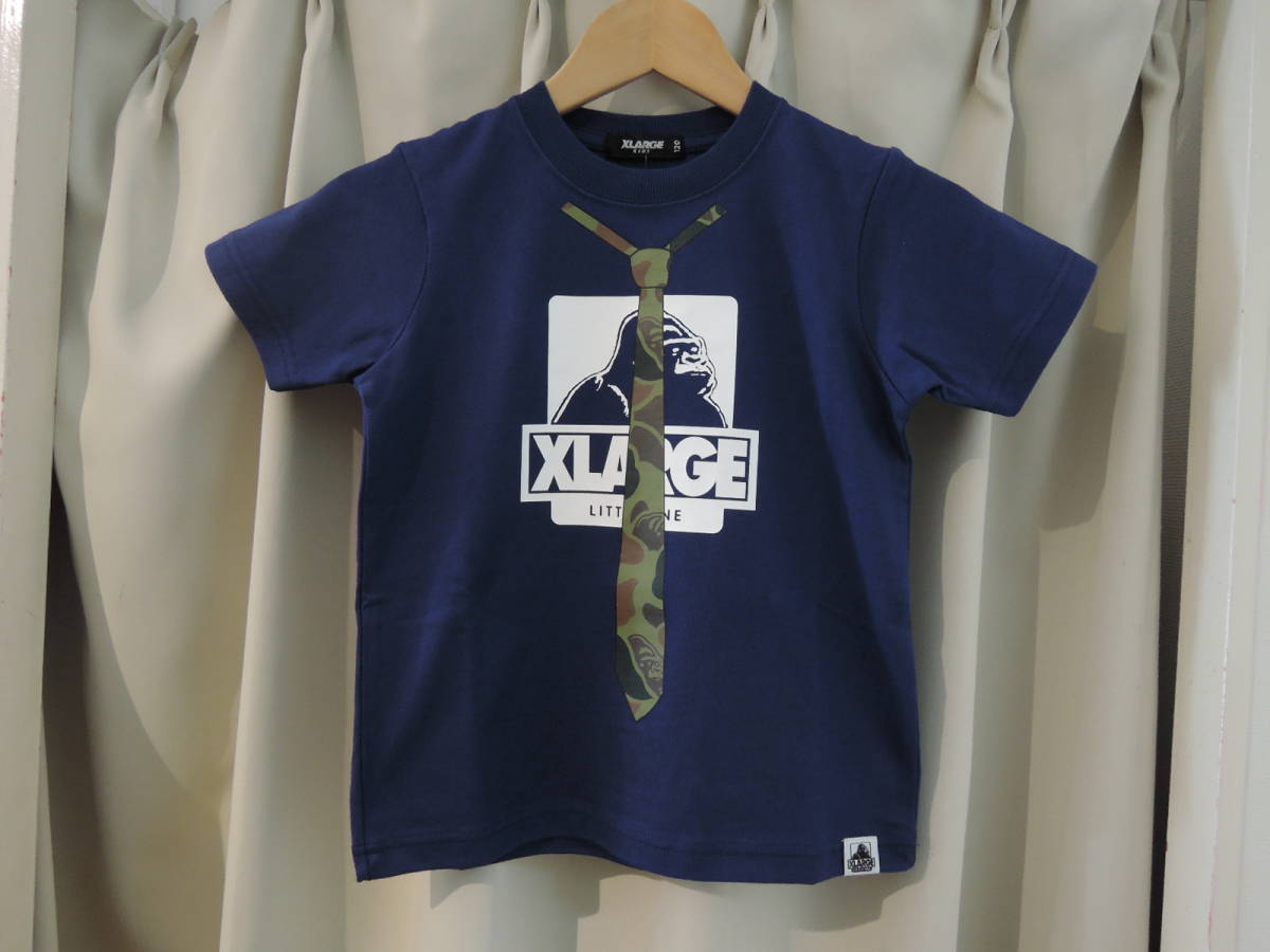 X-LARGE XLarge XLARGE Kids OG Gorilla necktie S/S TEE navy 120 size Kids ZOZOTOWN complete sale newest popular commodity 