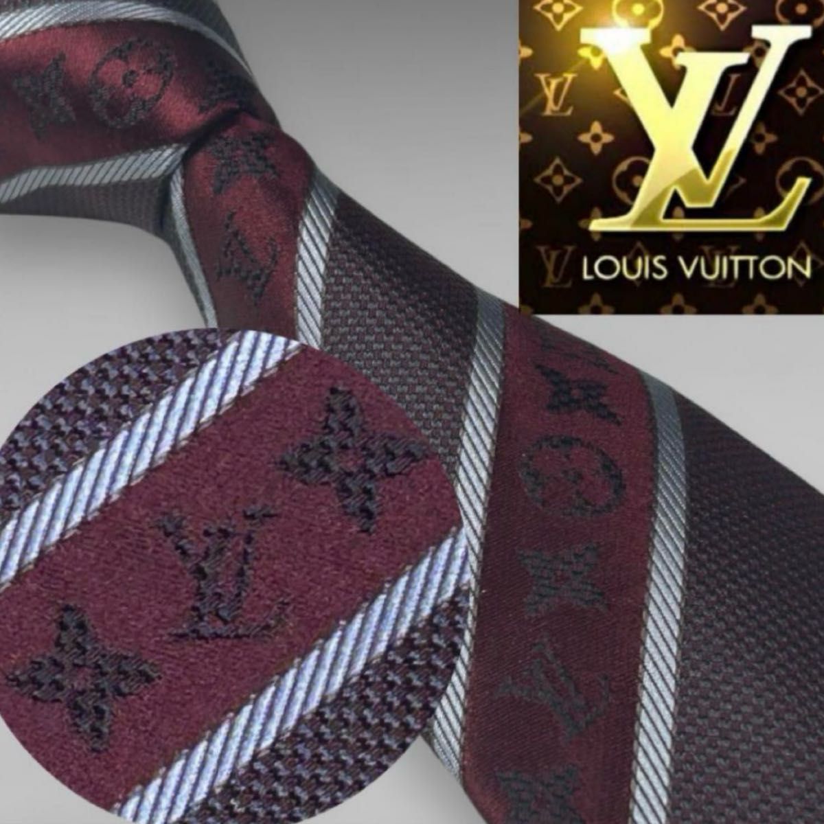 【美品】 ルイヴィトン LOUIS VUITTON ネクタイ 文字ロゴ柄 レッド 美品 世界最高峰ルイヴィトン モノグラム ネクタイふ|Yahoo