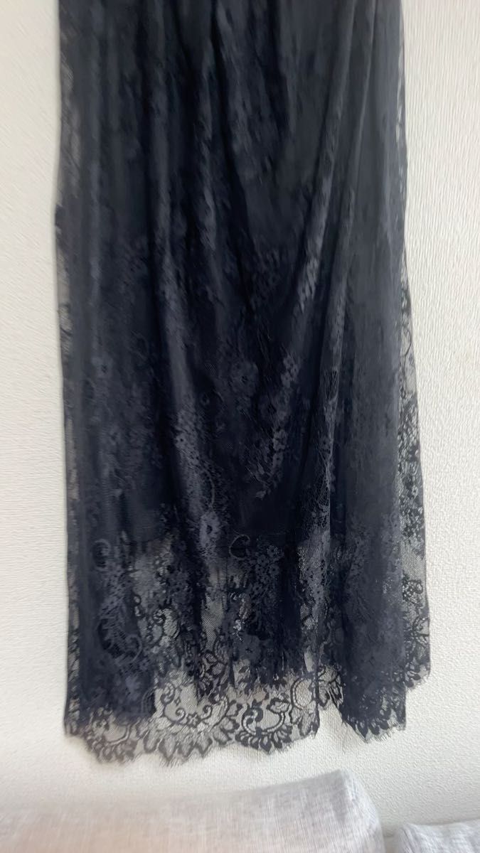 ★ほぼ未使用★黒レース ロングスカート