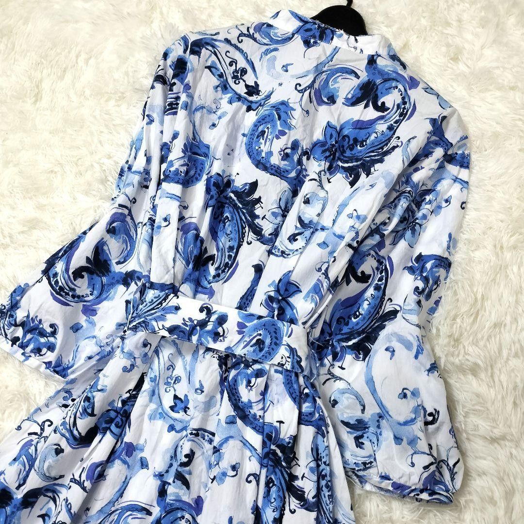 ZARA ロング ワンピース 花柄 大きいサイズ XL 美品 大きいサイズ】ザラ ロングワンピース 花柄 Aライン ベルト