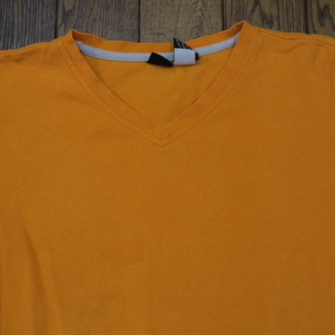 patagonia ORGANIC COTTON 長袖 Ⅴネック Tシャツ M オレンジ ロゴ刺繍 インナー トップス ロンT パタゴニア オーガニックコットン_画像2
