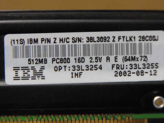 ●IBM純正/Infineon PC800-45-ECC 512M 2枚セット/合計1G ●(RM010)_画像4