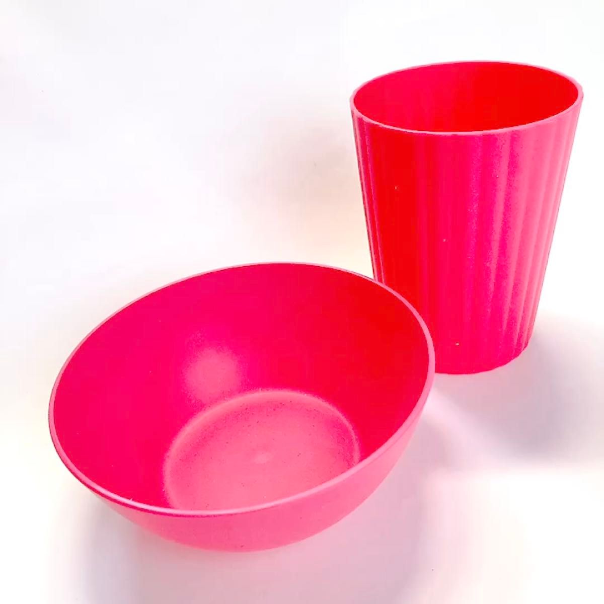 新品 アメリカ 輸入 プラスチック ボウル カップ セット ピンク インポート 海外 雑貨 カラフル 食器