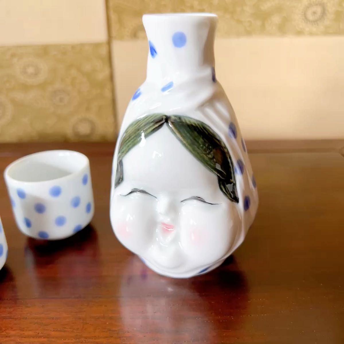 有田焼 ひょっとこ おかめ 水玉模様 徳利とおちょこセット 盃 徳利 酒器セット