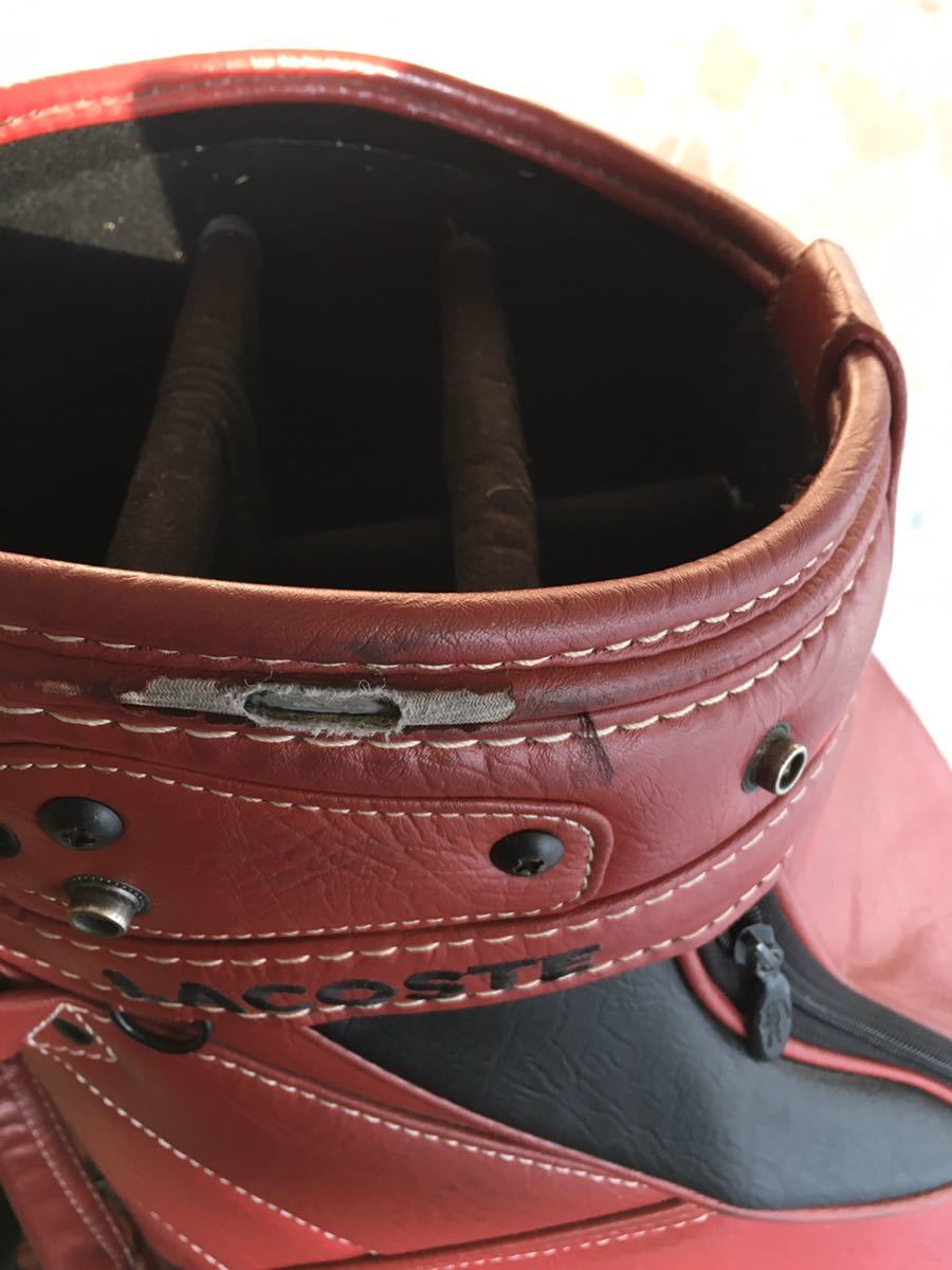 ラコステLACOSTEワニ柄ゴルフバッグ赤キャディバッグ保護ケース ラコステLACOSTEワニ柄ゴルフバッグ赤キャディバッグ保護ケース