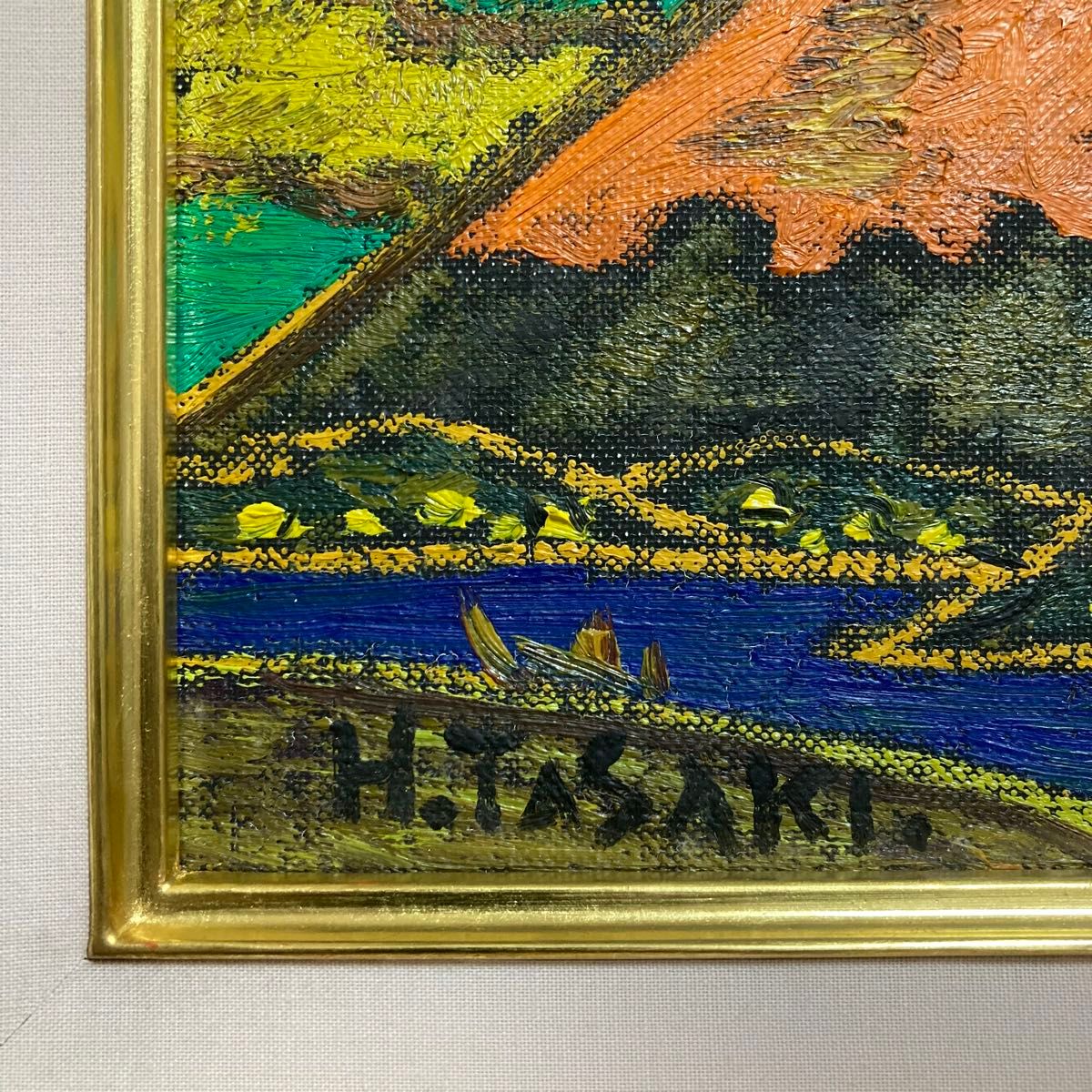 【真作保証】田崎広助「朱富士」油彩0号 直筆サイン 裏書き 鑑定書有り 赤富士 真作保証】田崎広助「朱富士」油彩0号 直筆サイン 裏書き シール有り