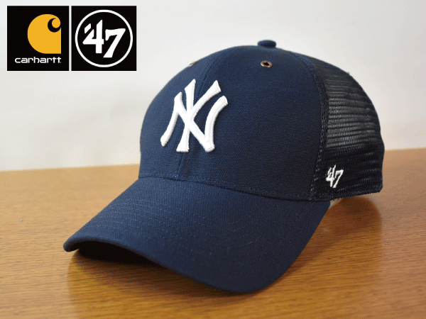 B885《未使用品》47 BRAND × Carhartt カーハート【フリーサイズ】NY YANKEES ヤンキース MLB 帽子 キャップ USモデル