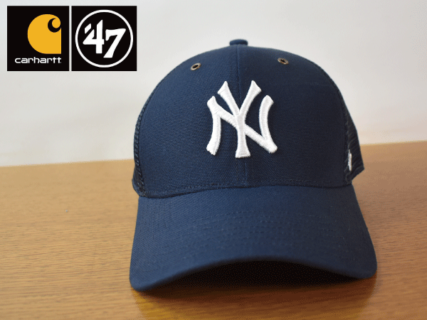 B885《未使用品》47 BRAND × Carhartt カーハート【フリーサイズ】NY YANKEES ヤンキース MLB 帽子 キャップ USモデル