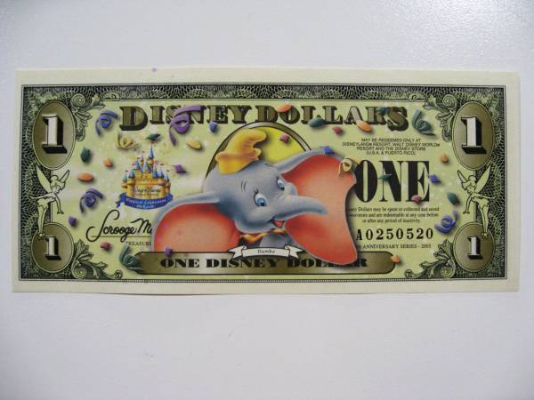 Yahoo!オークション - ディズニーダラー 1ドル札 (2005年版) $1紙幣 バ...