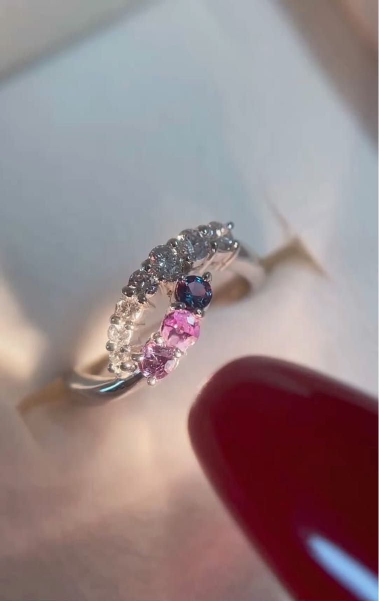 pt900 アレキサンドライト 0.26ct ダイヤ 0.28ct リング