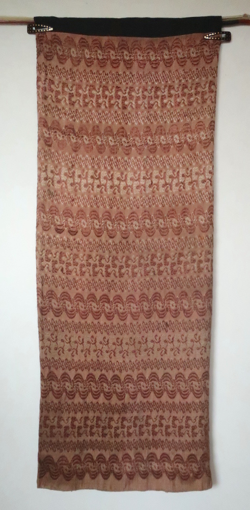 アンティークビンテージ ミャンマーの布 伝統柄 ロンジー ピンク myanmar traditional textiles