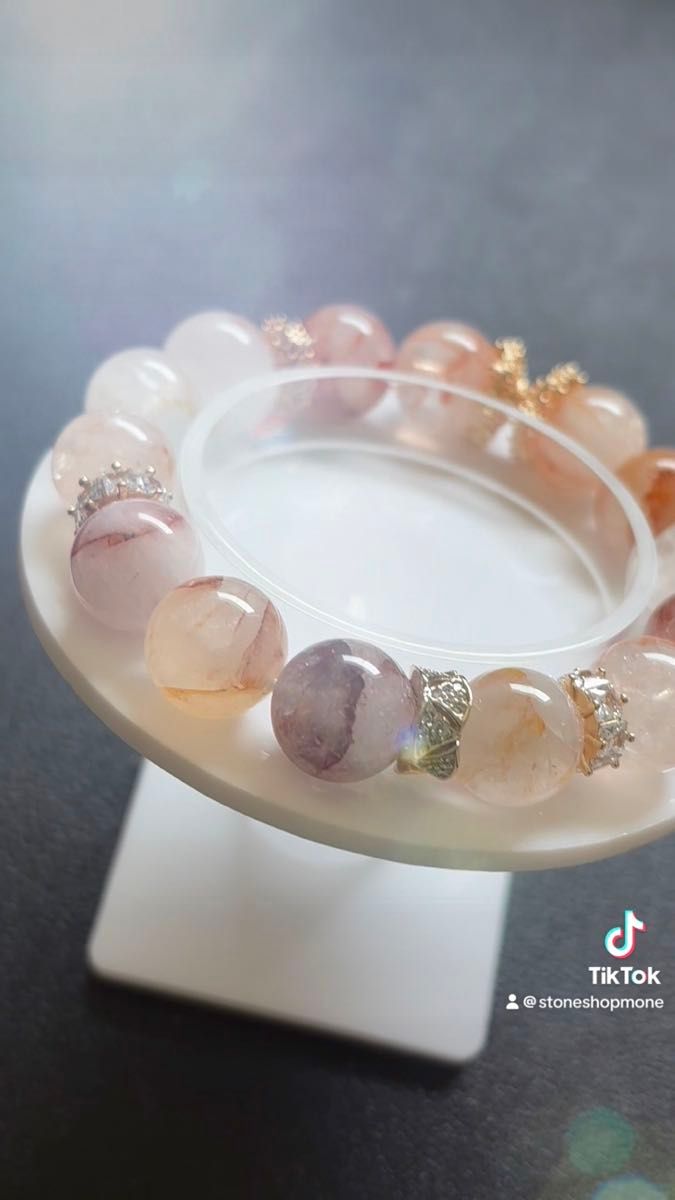 ヒマラヤファイヤークォーツ 虹あり!!デザインブレスレット 天然石 パワーストーン デザブレ