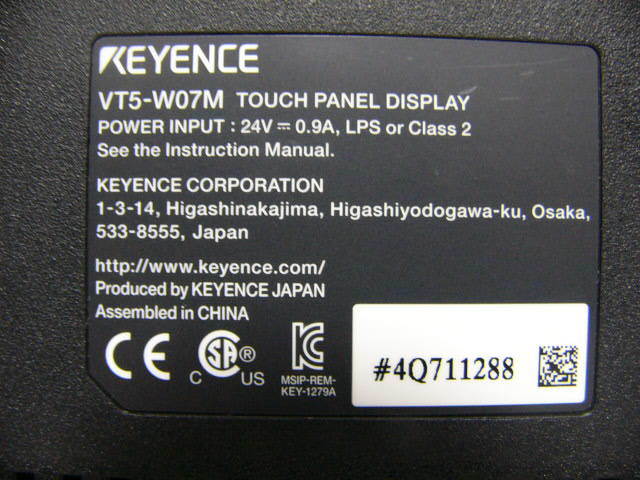 ☆未使用☆ Keyence VT5-W07M 7型 ワイド TFTモノクロ タッチパネル
