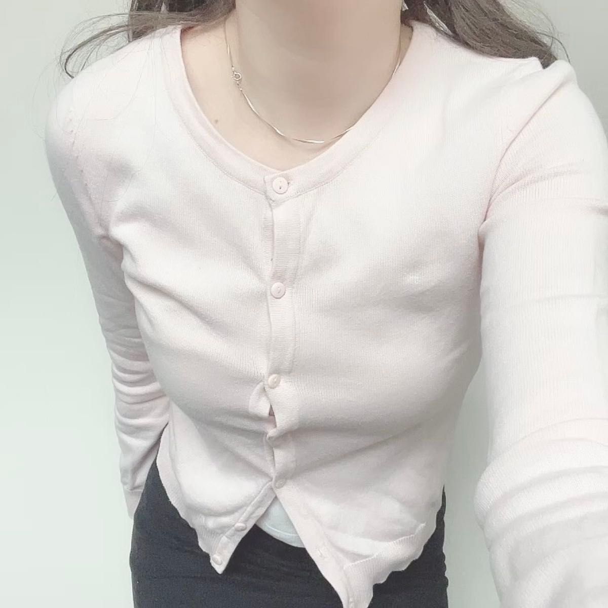 h&m コットンニットガーデン 薄ピンク xs