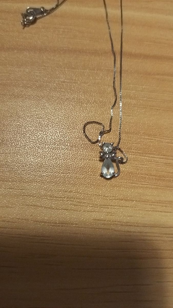 猫モチーフネックレスホワイトゴールド10k