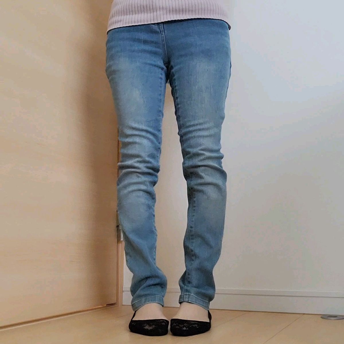 ジーンズ ライトブルー スリムフィットデニムパンツ レディース ストレート