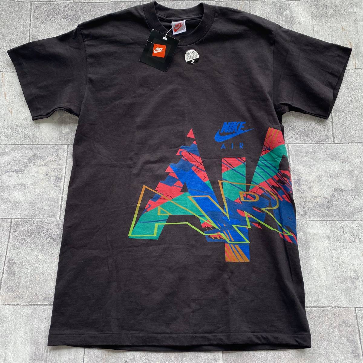 新品 タグ付き NIKE Tシャツ M 黒 ヴィンテージ ビンテージ ブラック AIR プリント ナイキ レア 希少 デッドストック 銀タグ 220051503