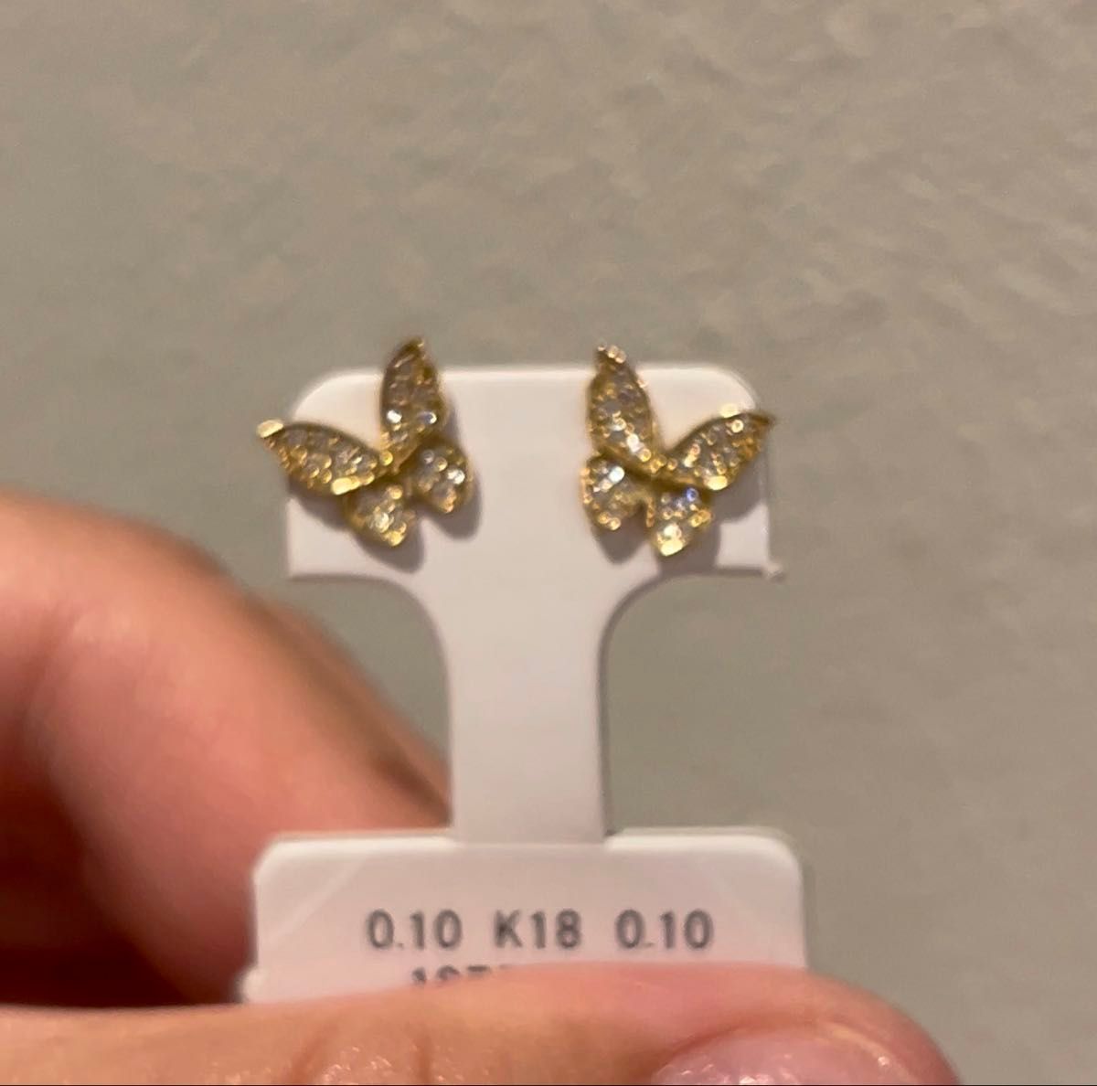 K18バタフライピアス合計0.2ct ピアス