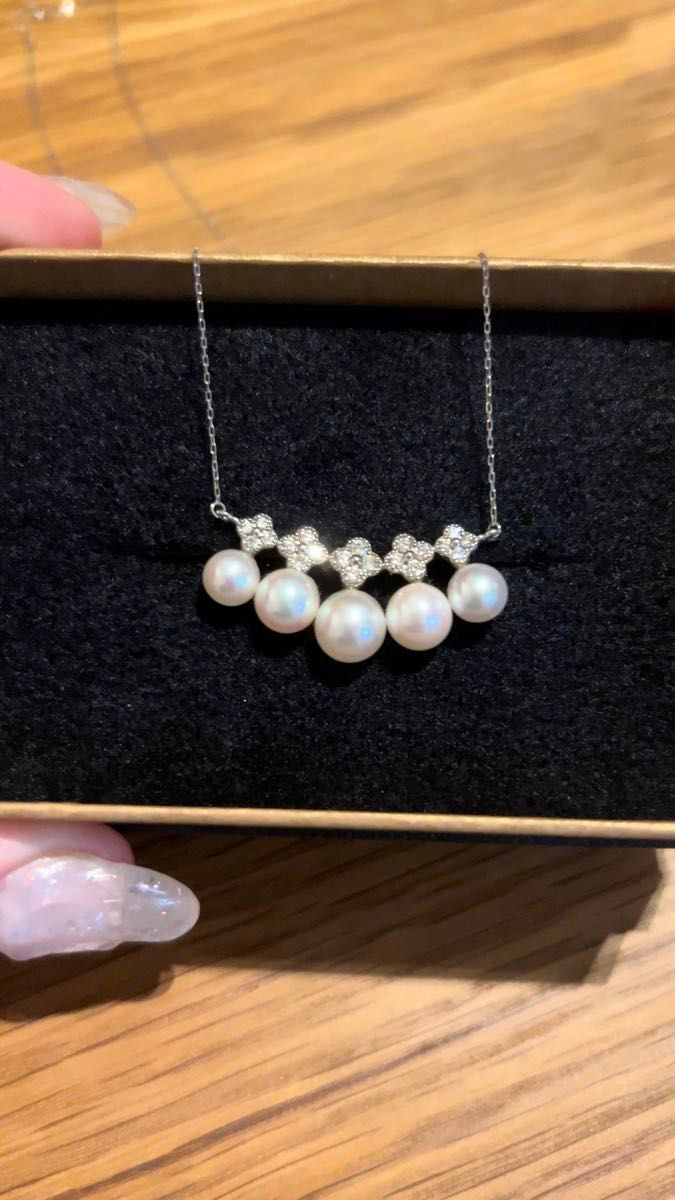 アコヤパールネックレスK18WG...ダイヤモンド0.3ct