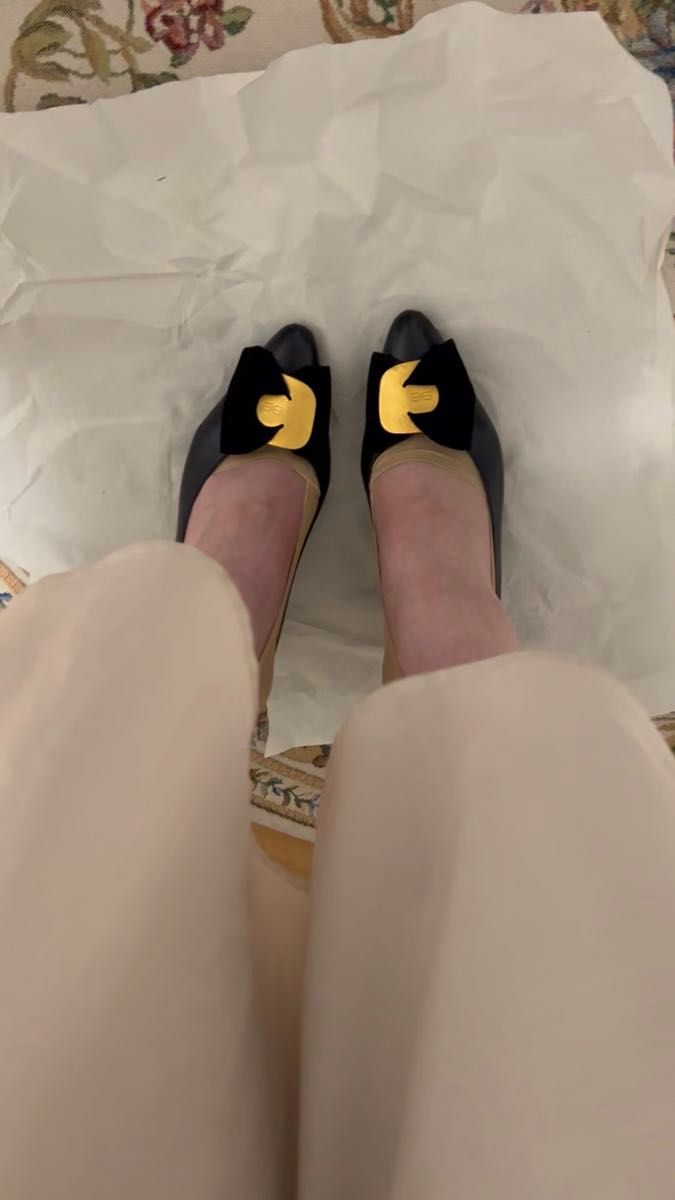 革靴 黒 ゴールドバックル フォーマル