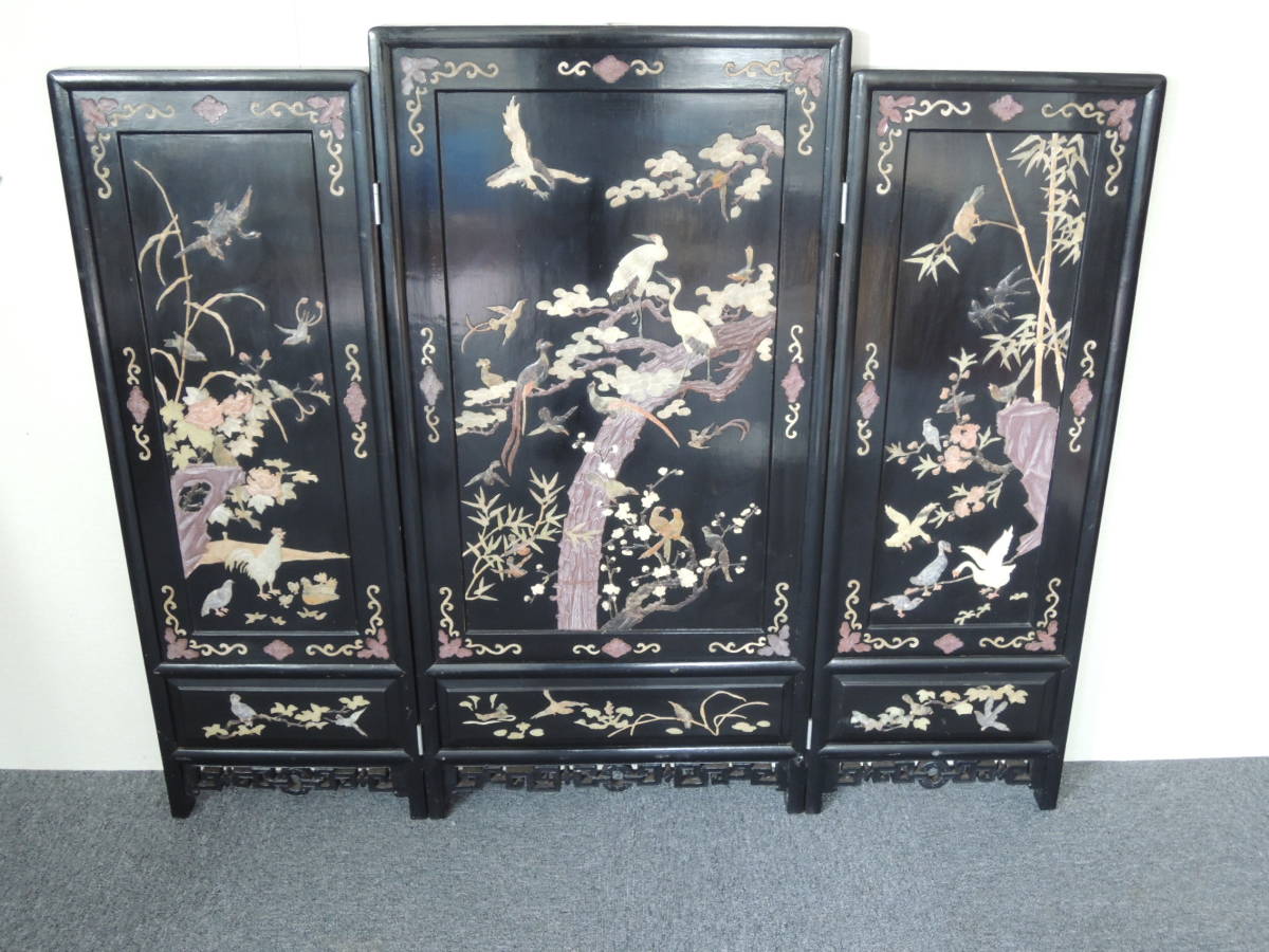 A / China form natural tree material phoenix. map natural stone ...... map three sheets 3 ream partitioning screen partition folding type retro antique secondhand goods 