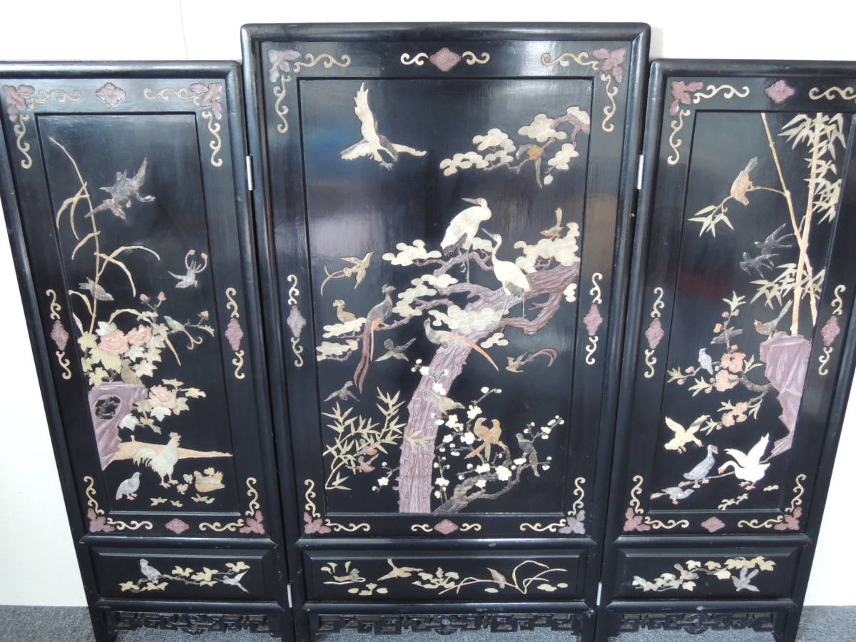 A / China form natural tree material phoenix. map natural stone ...... map three sheets 3 ream partitioning screen partition folding type retro antique secondhand goods 