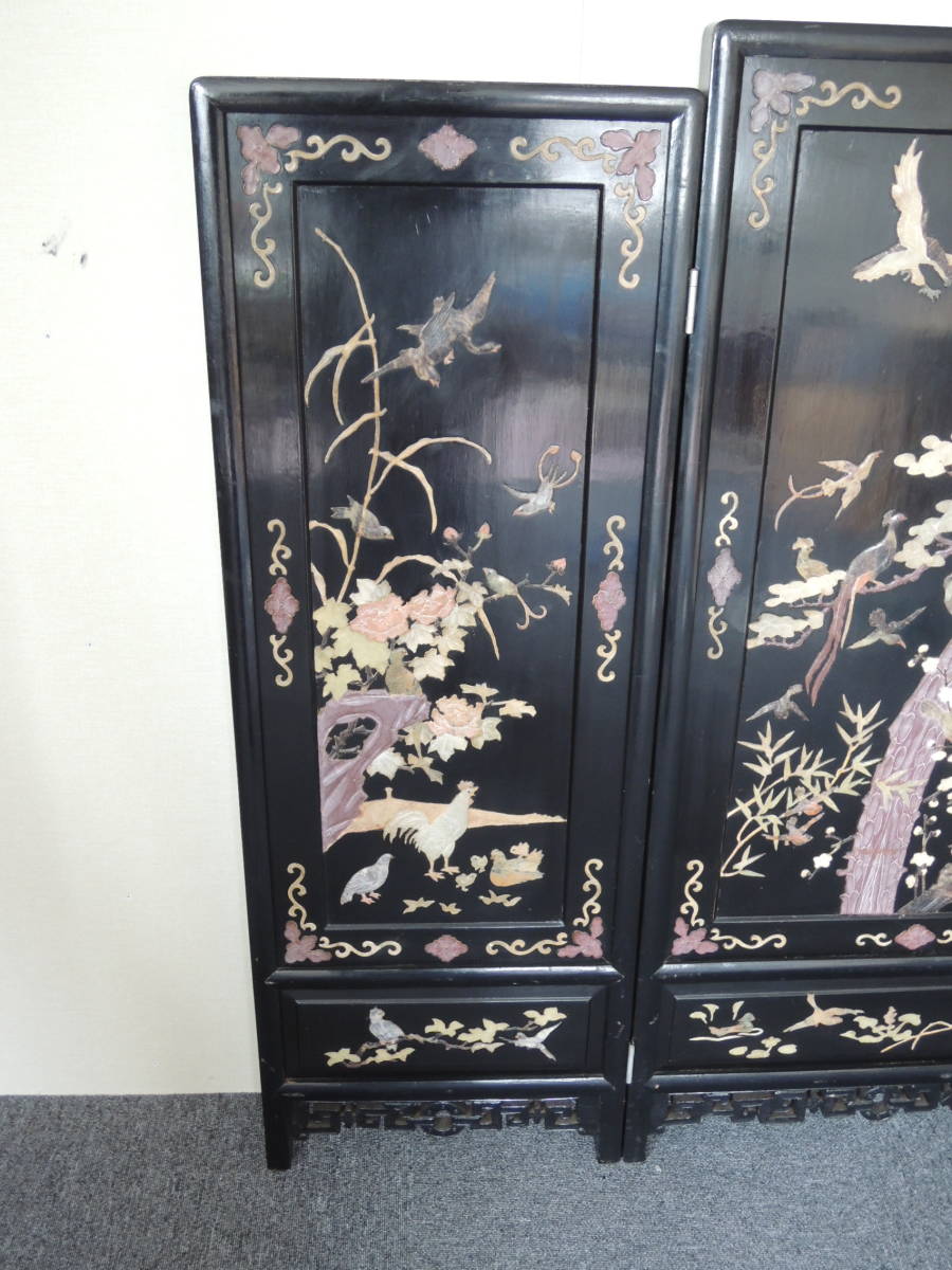 A / China form natural tree material phoenix. map natural stone ...... map three sheets 3 ream partitioning screen partition folding type retro antique secondhand goods 