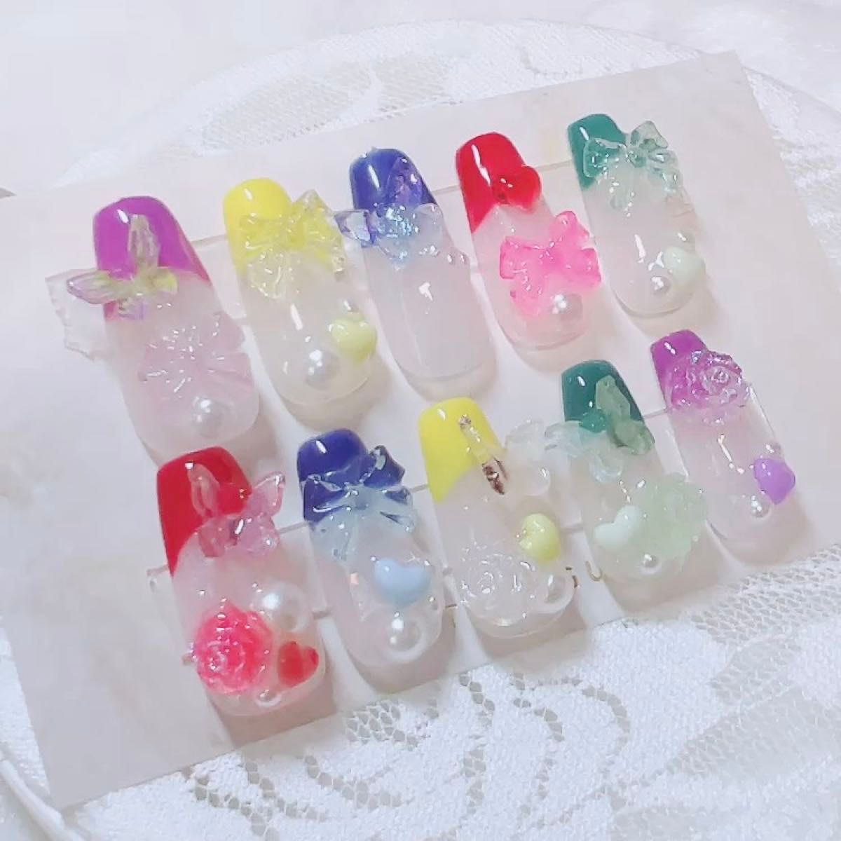 ネイルチップ ロングバレリーナ ネイルチップ フレンチ