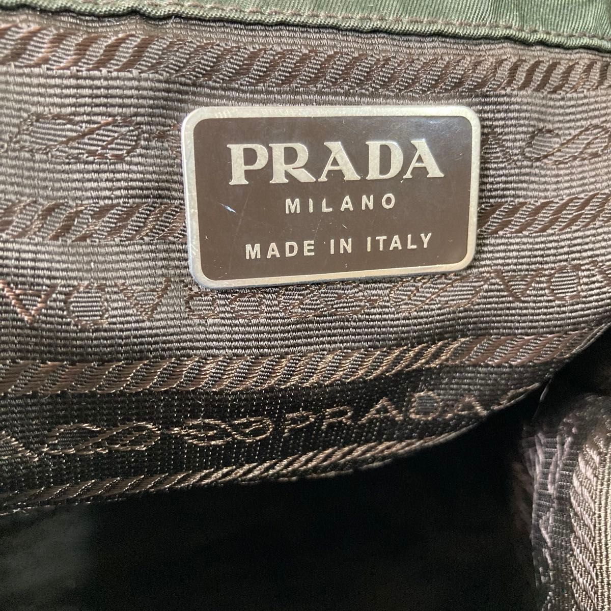 美品 PRADA プラダ リュック 三角ロゴ ナイロン 巾着 グリーン