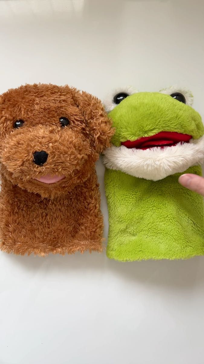【美品】 西松屋 ぬいぐるみ パペットマペット 犬 カエル 音あり