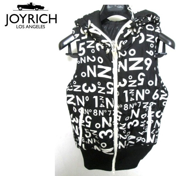 JOYRICH ジョイリッチ 総柄×ブラック 中綿入り リバーシブルベスト