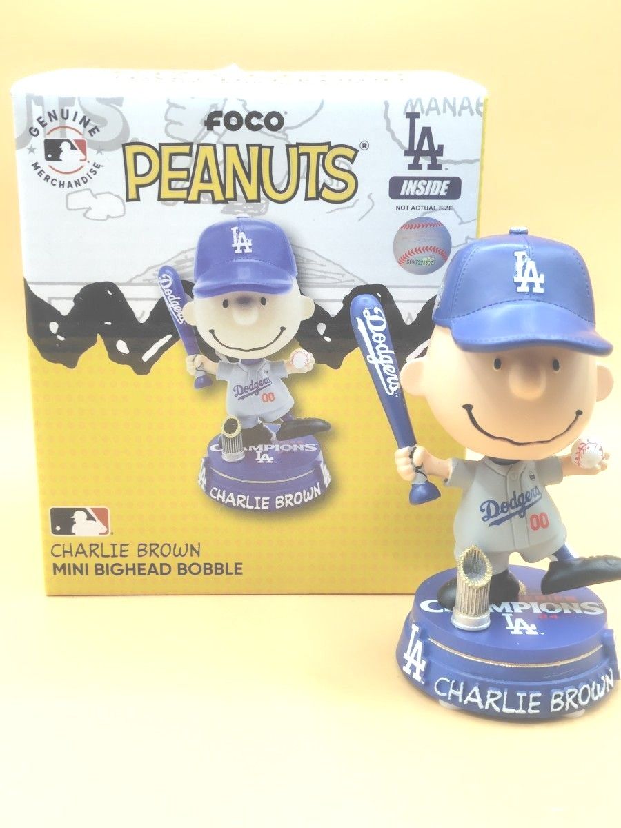 限定 ドジャース ワールドシリーズ チャーリー・ブラウン ミニビッグボブルヘッド ロサンゼルス・ドジャース × ピーナッツ チャーリー・ブラウン