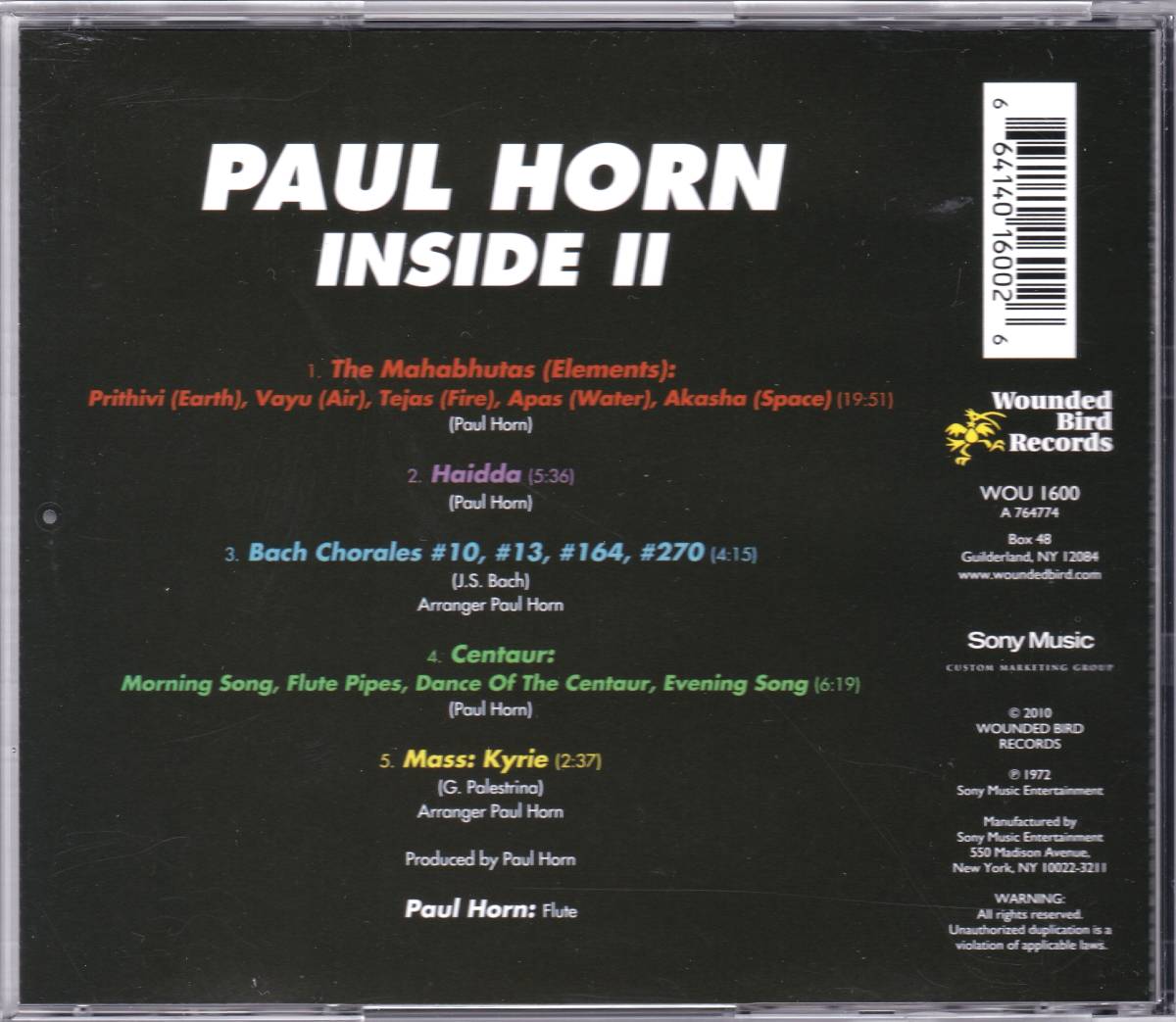 ☆PAUL HORN(ポール・ホーン)/InsideⅡ◆名フルート奏者による72年リリースのスピリチュアル・ジャズの超大名盤◇『世界初CD化＆レア』_画像2