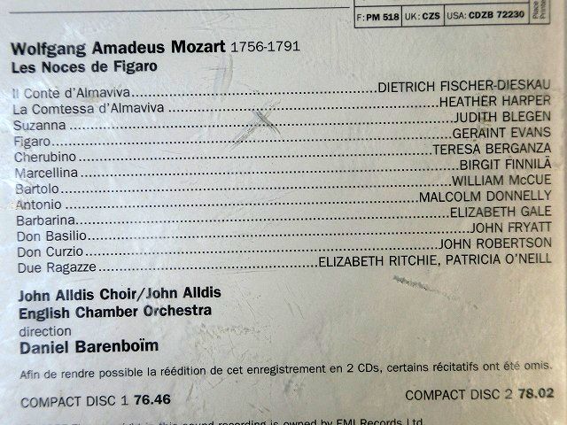 Mozart les Noces de Figaro（2CD) 【音楽ＣＤ】*_画像6