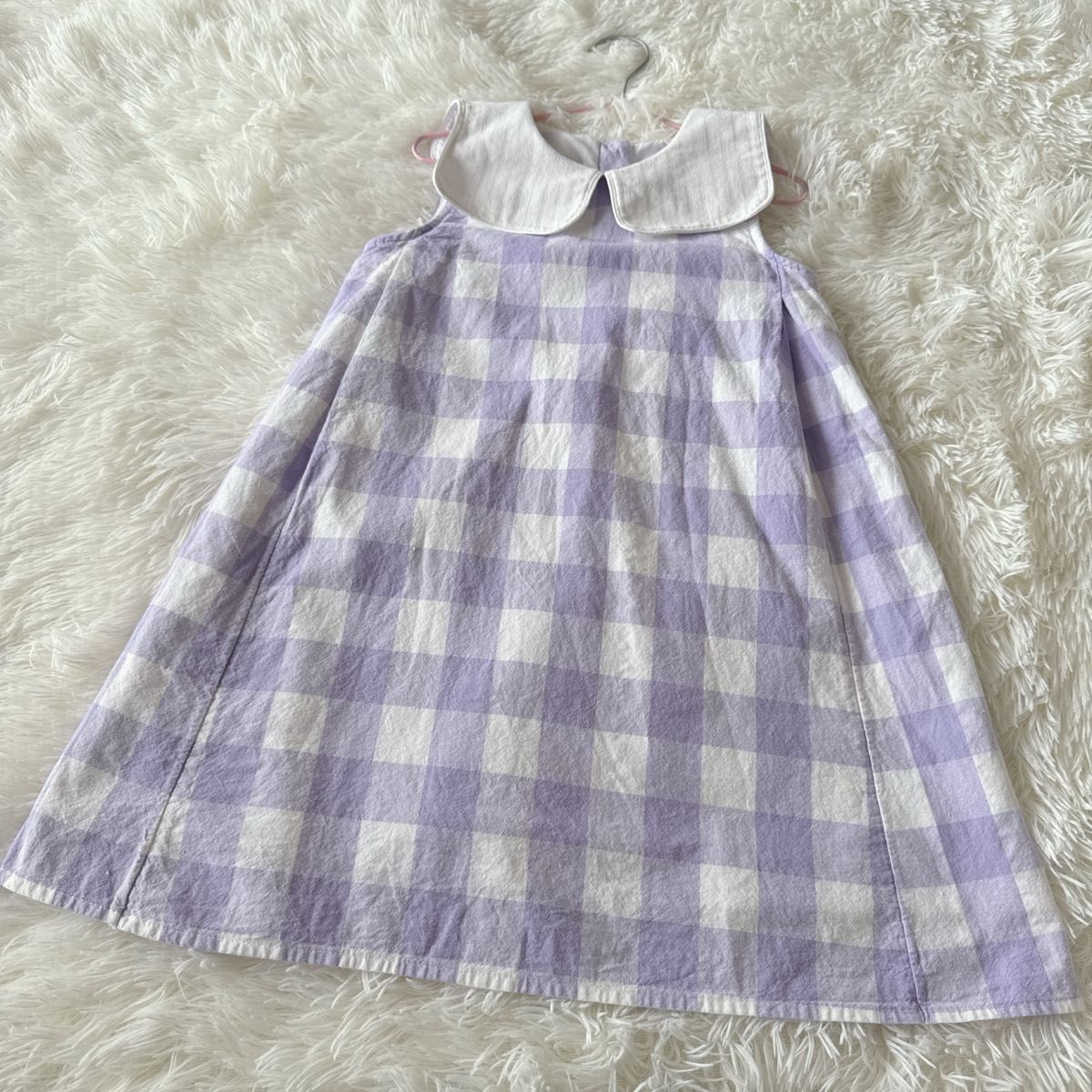 プティマイン　襟付きブロックチェックワンピース110 女の子ワンピース ノースリーブ ワンピース  フォーマル 発表会