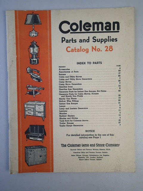 【Old Coleman U.S.A.】コールマン 1944年 分解図付パーツカタログU.S.A.版★ ヴィンテージカタログ　コレクションにいかが