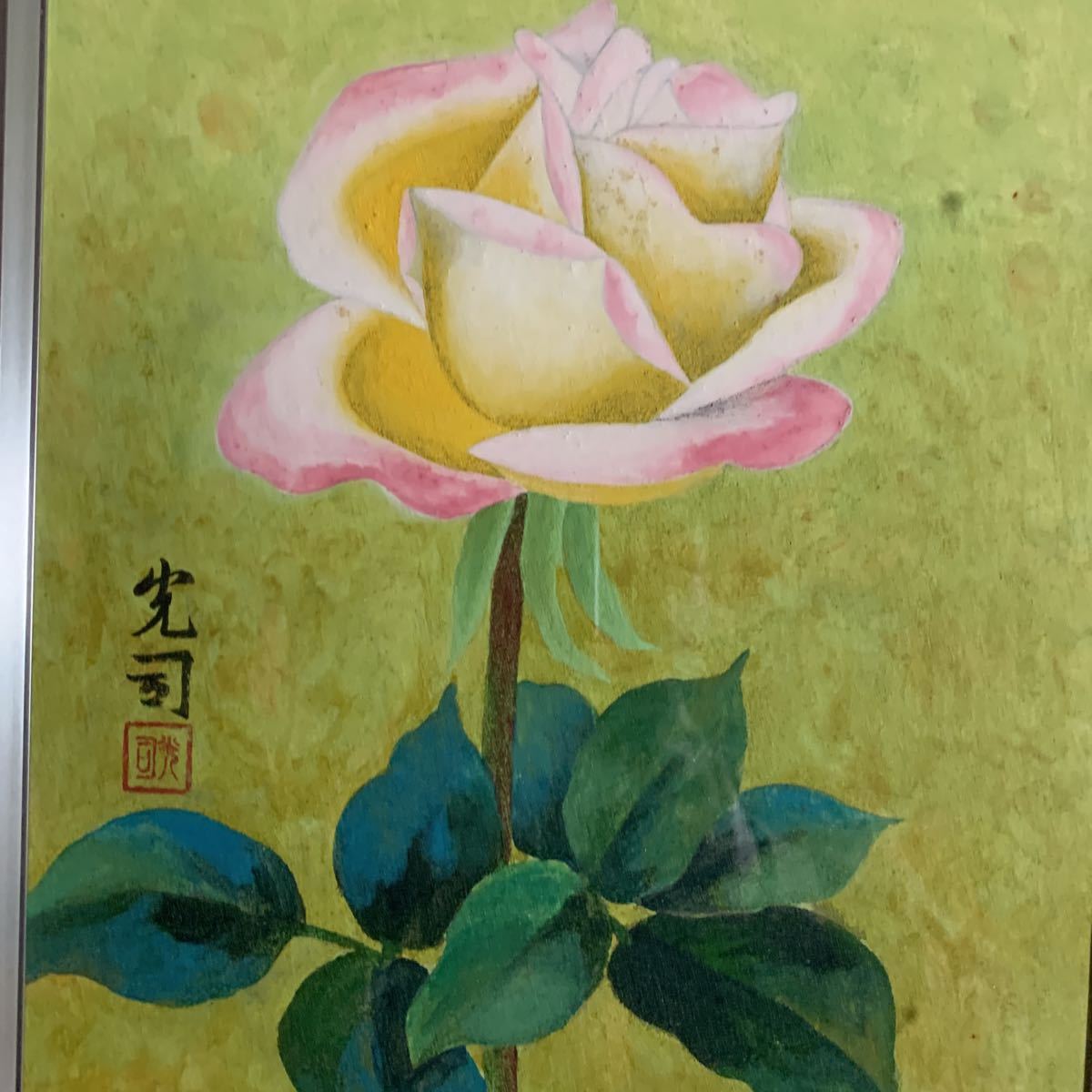 日本画　光司画　真作 薔薇の絵　美術品_画像2