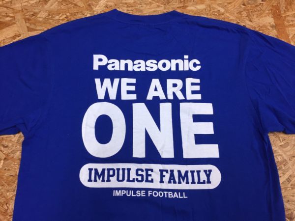 PANASONICパナソニック インパルス 半袖Tシャツ メンズ アメフト アメリカンフットボールチーム メッセージ WE ARE ONE L 青