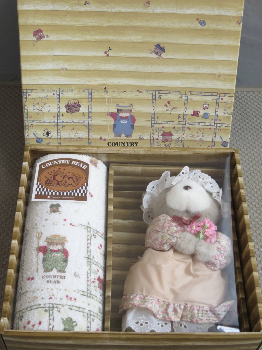 【日本制】新品　大坂西川　カントリーベアー　フェイスタオル　ぬいぐるみハンガー　タオルハンガー　タオル掛け